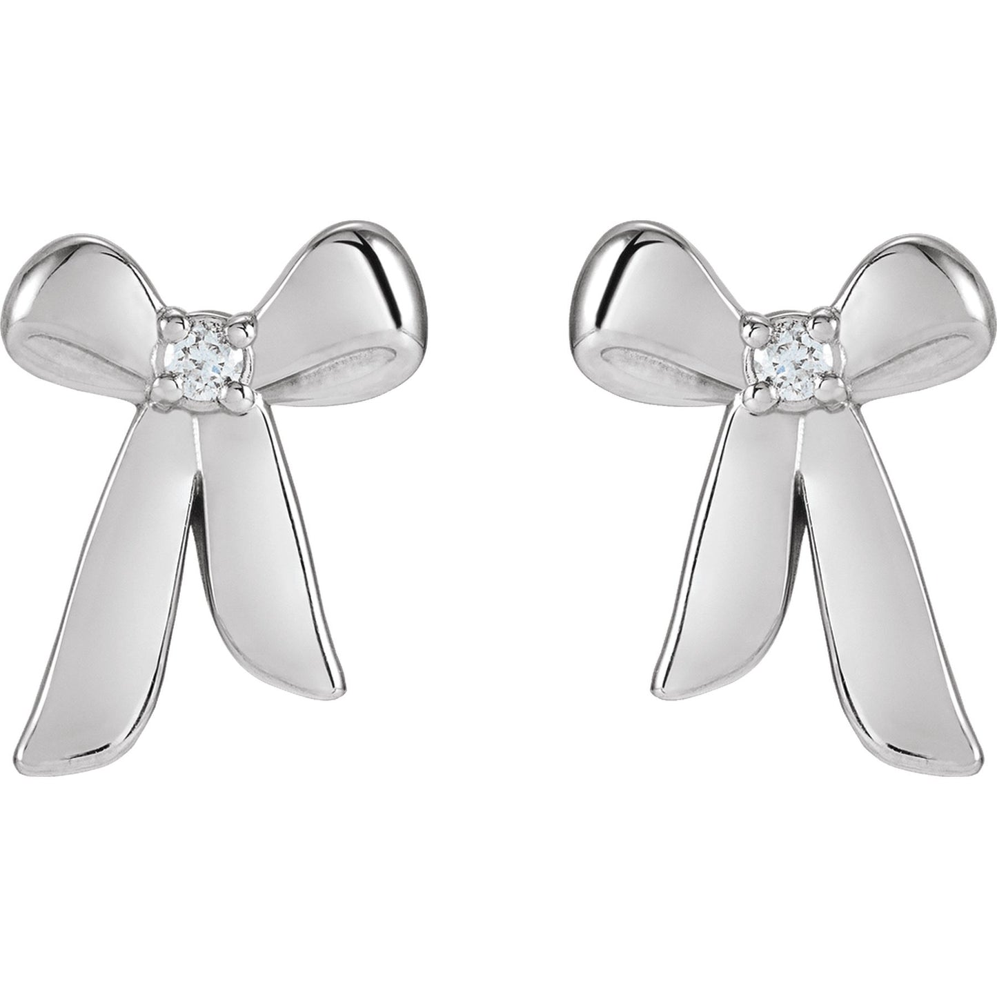 Sterling Silver .03 CTW Natural Diamond Bow Earrings