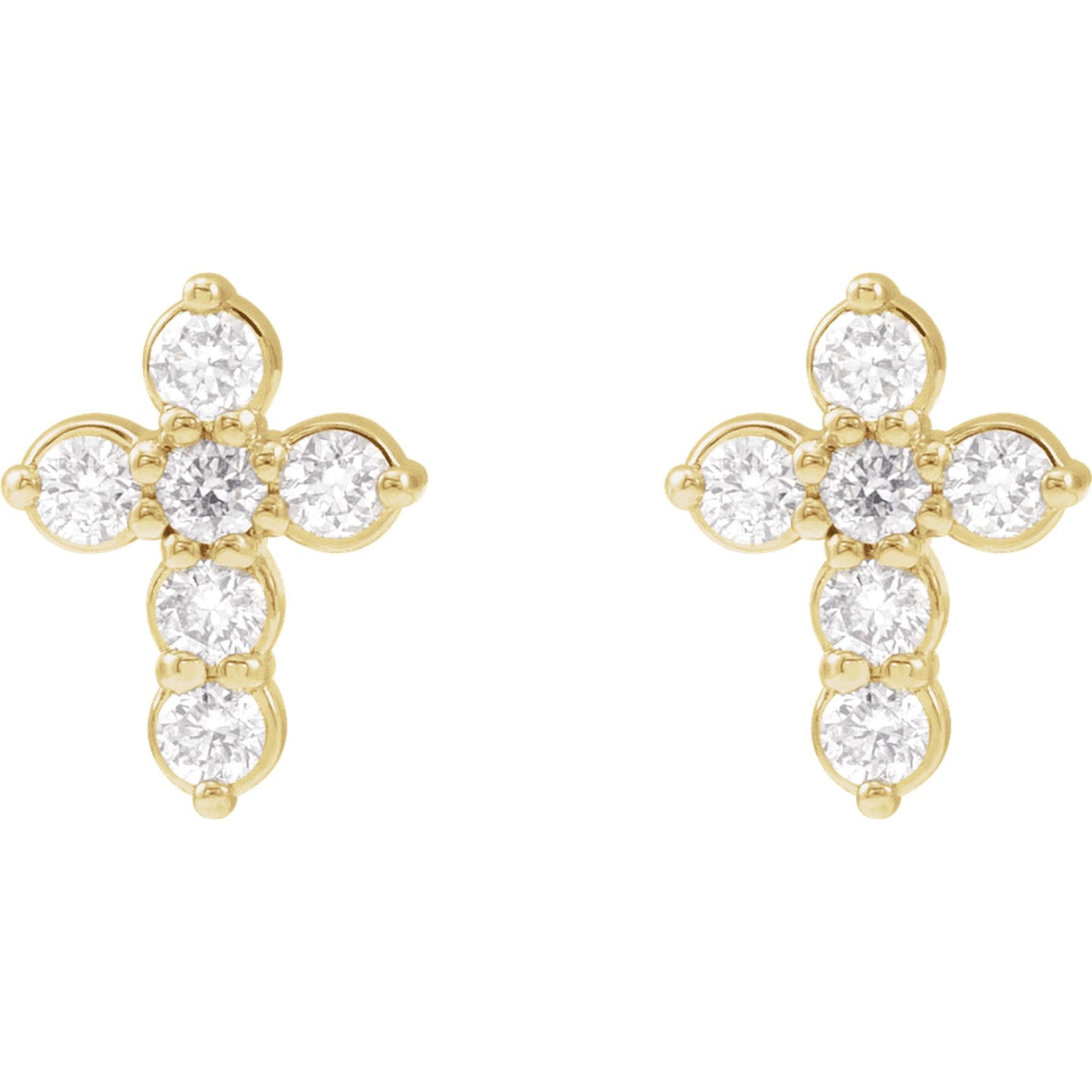14K Yellow 1/6 CTW Lab-Grown Diamond Cross Earrings
