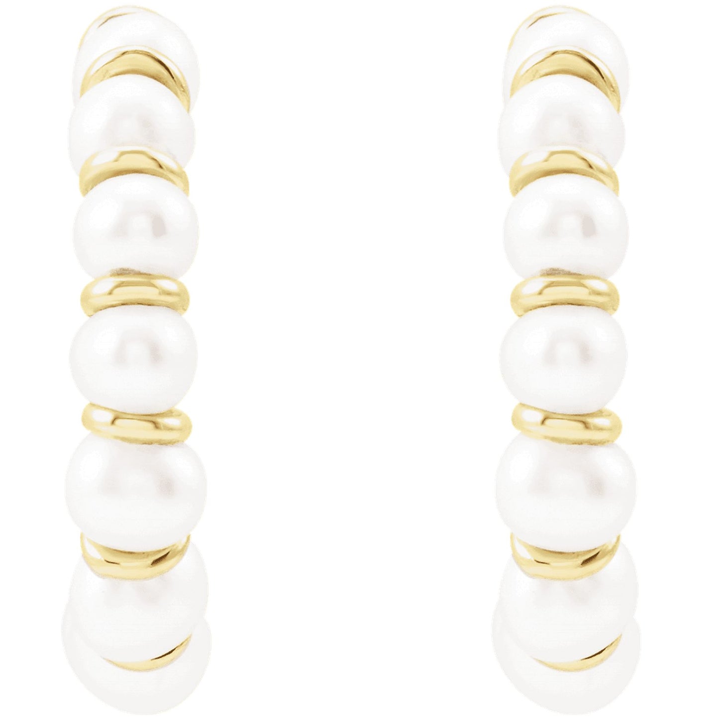 14K Yellow Cultured White Freshwater Pearl 14.9 mm Hoop Earrings