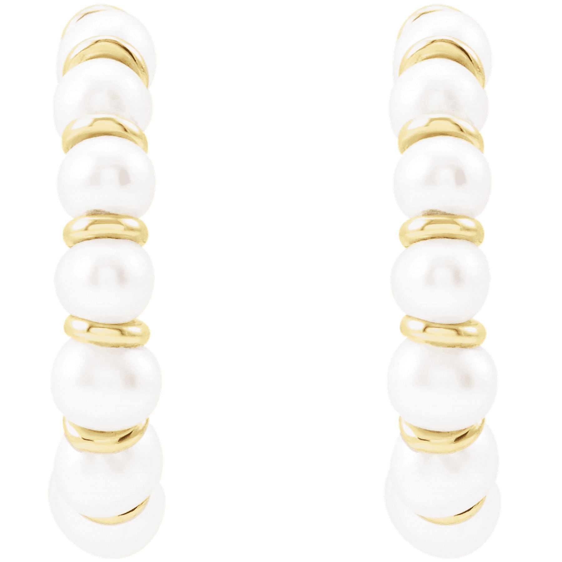 14K Yellow Cultured White Freshwater Pearl 14.9 mm Hoop Earrings