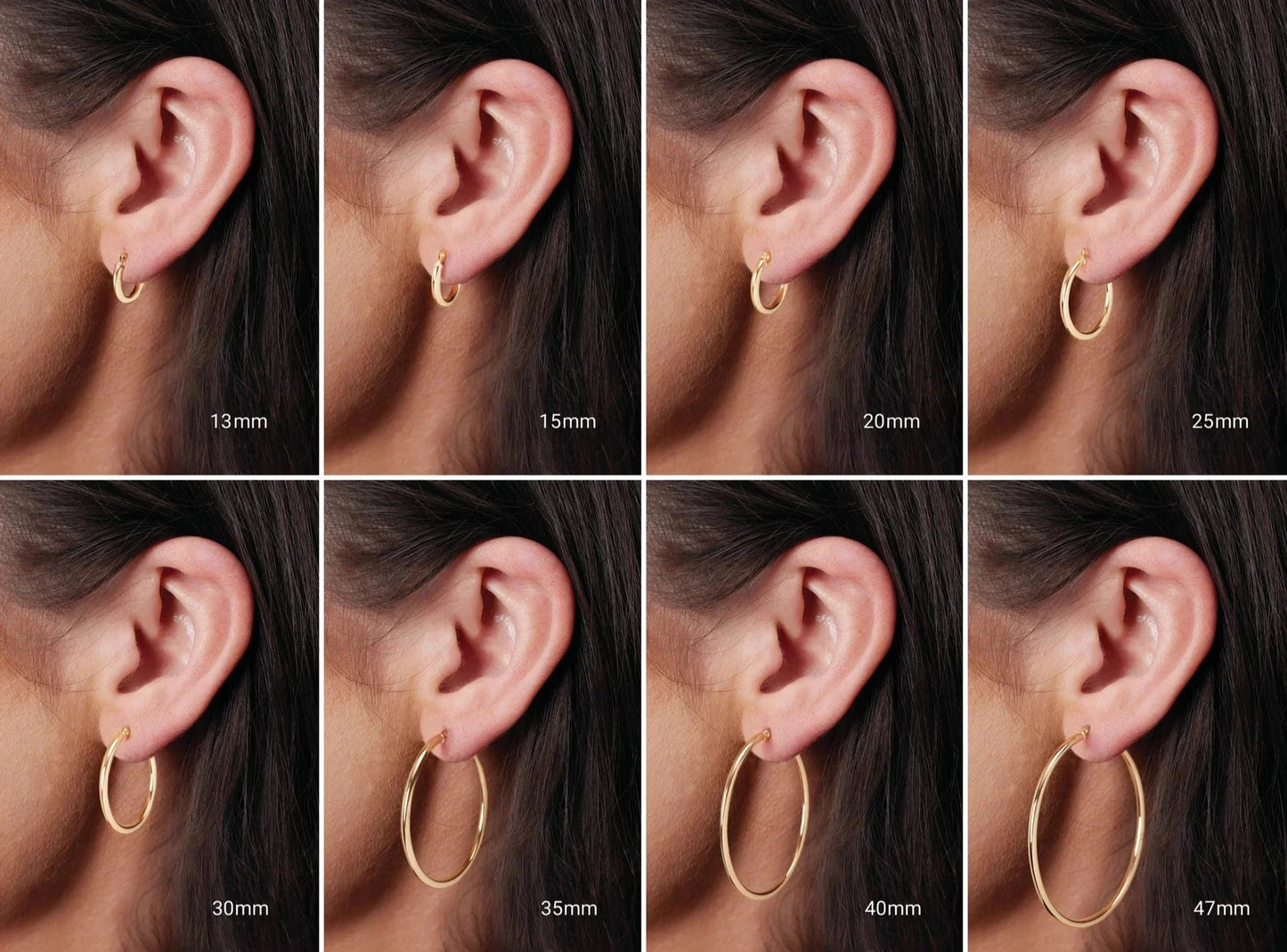 14K Yellow Tube 25 mm Hoop Earrings