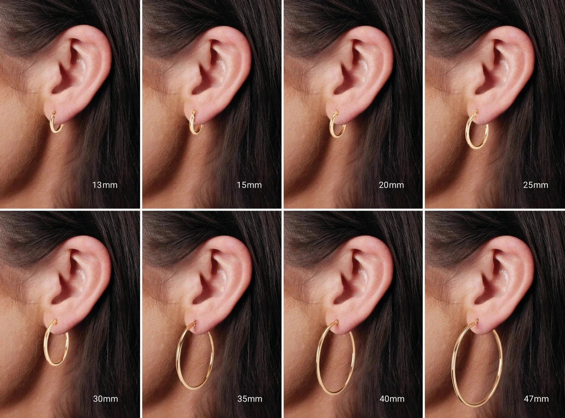 14K Yellow Tube 25 mm Hoop Earrings