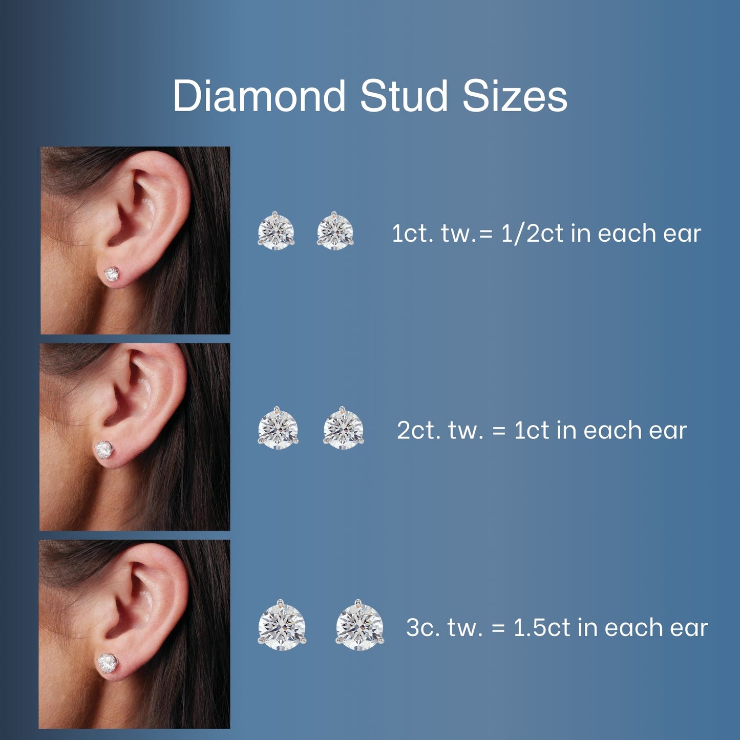 Diamond Earrings | 1-3 Carat Lab-Grown Diamond Studs in 14K White Gold