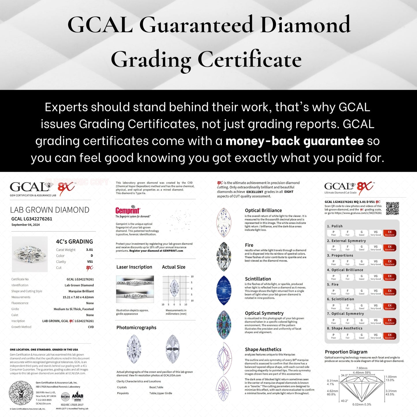 Marquise Diamond - GCAL 8X Lab-Grown