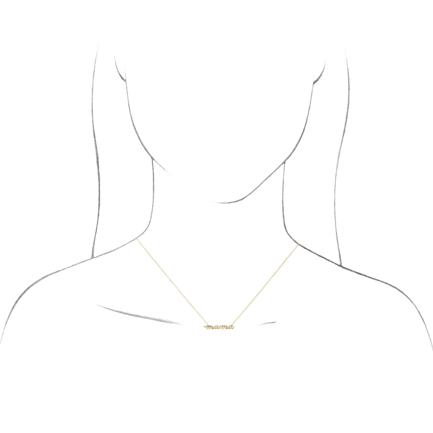 Sterling Silver Petite Mama Script 18" Necklace