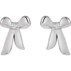 Sterling Silver .03 CTW Natural Diamond Bow Earrings